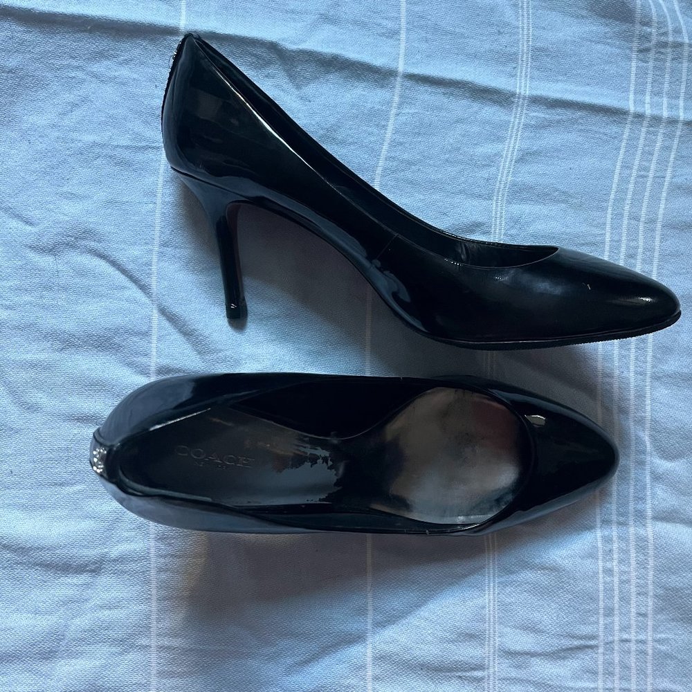 Coach black patent leather heels - size 11